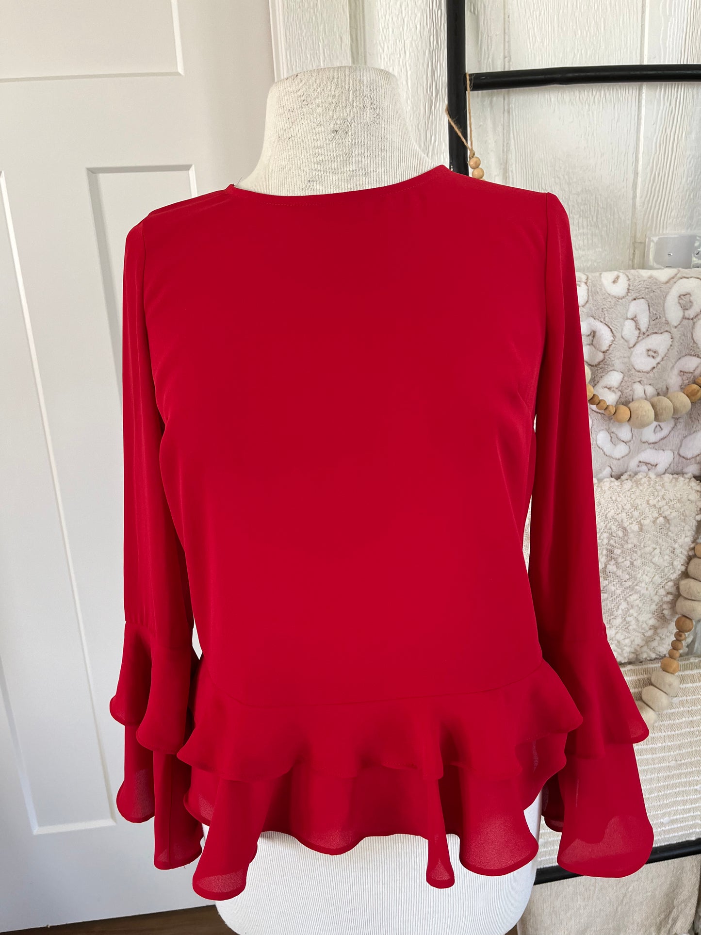 A.N.A. Red Top With Ruffle Accent