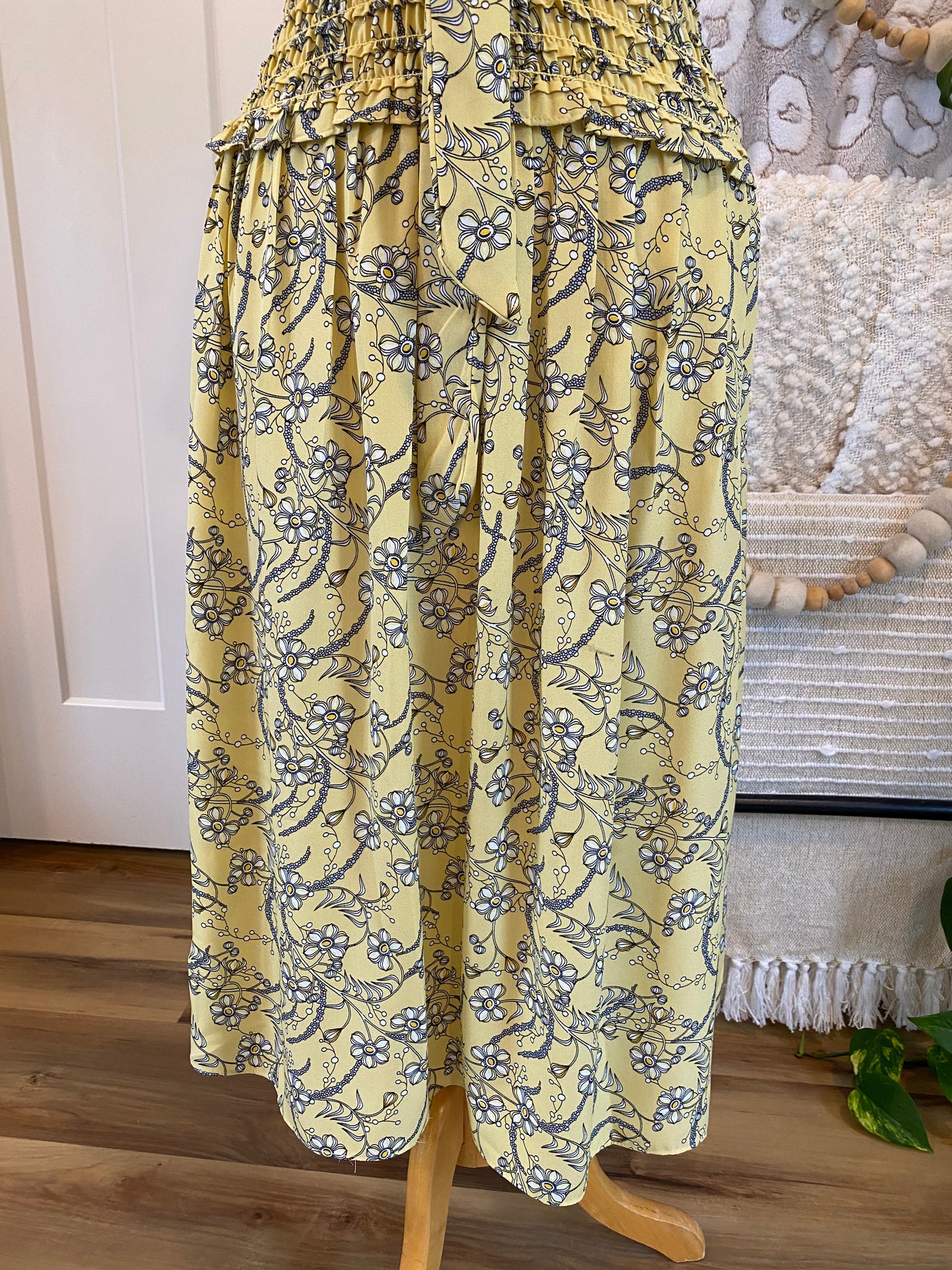 Max Studio Yellow Floral Midi Dress