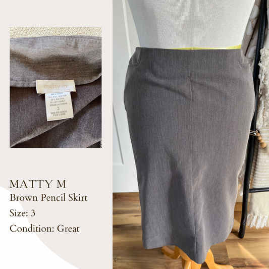 Marty M Brown Pencil Skirt