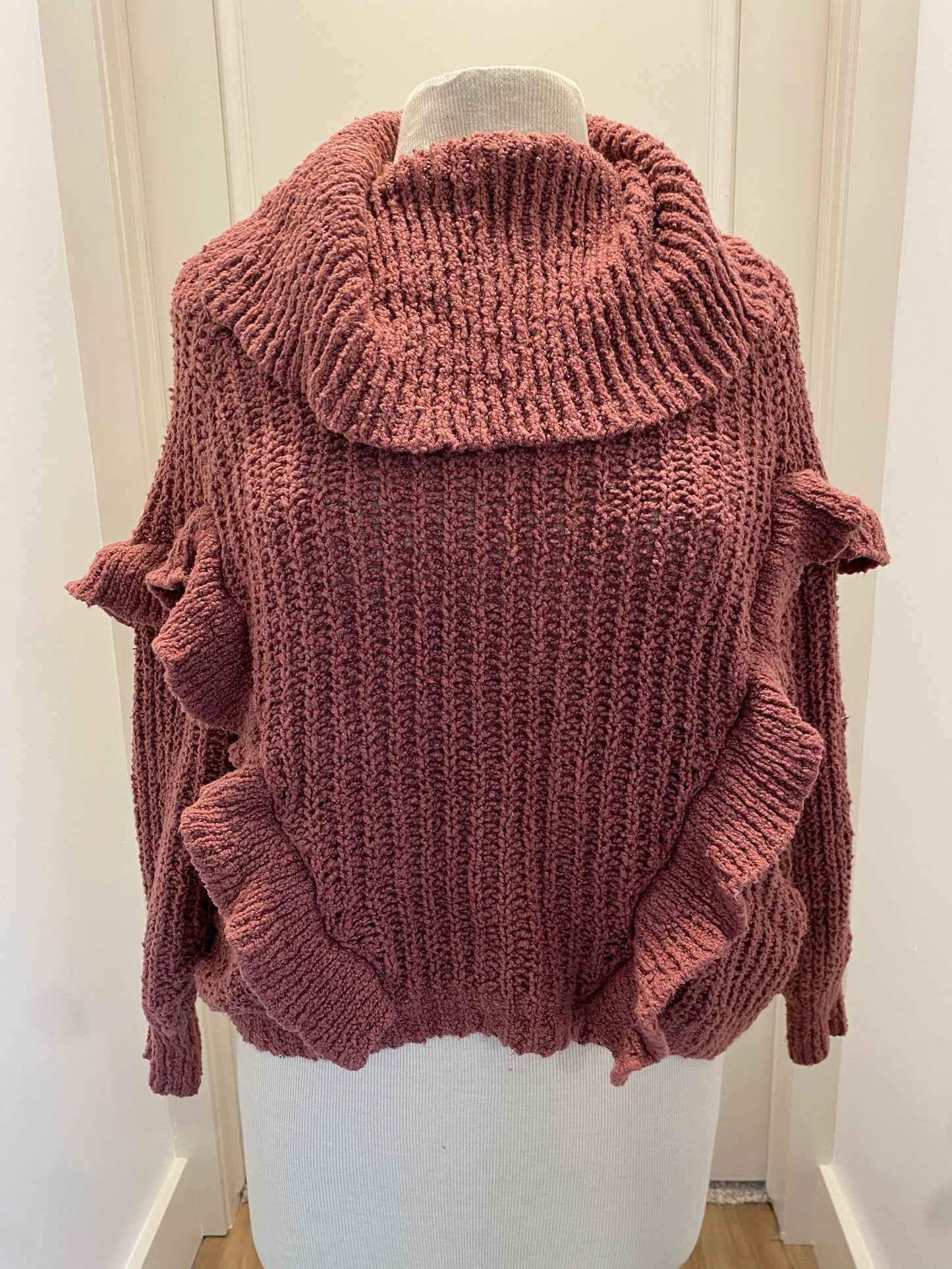 No Brand Dusty Rose Ruffle Sweater