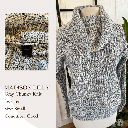 Madison Lilly Gray Chunky Knit Sweater