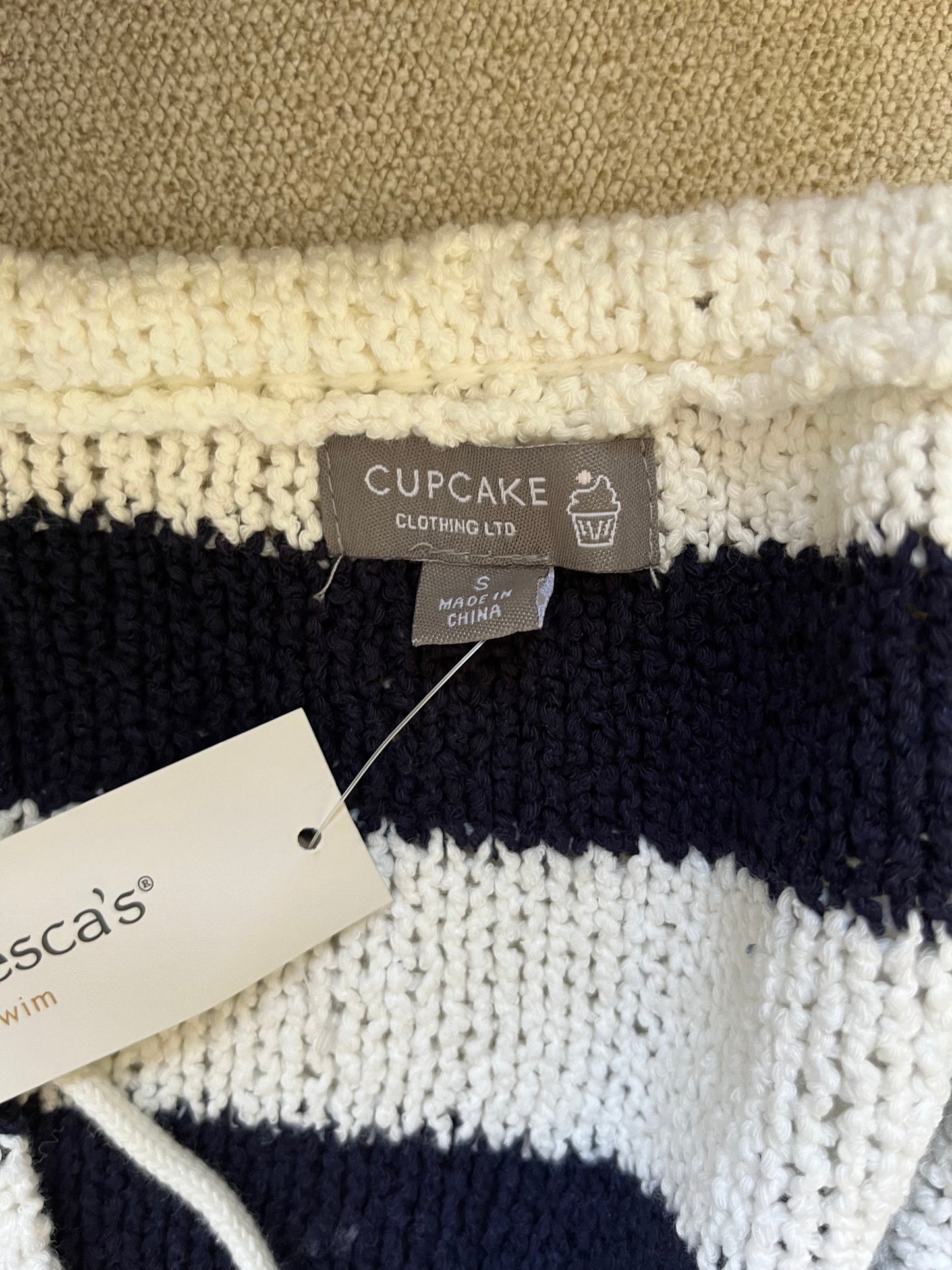 Cupcake Navy and White Stripe Chunky Knit Sweater