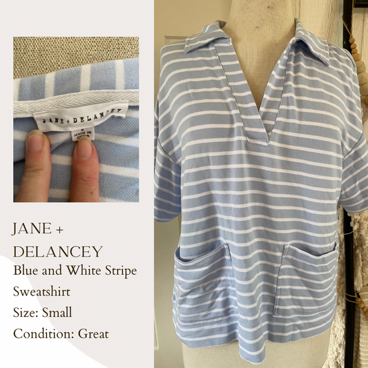 Jane + Delancey Blue and White Stripe Sweatshirt