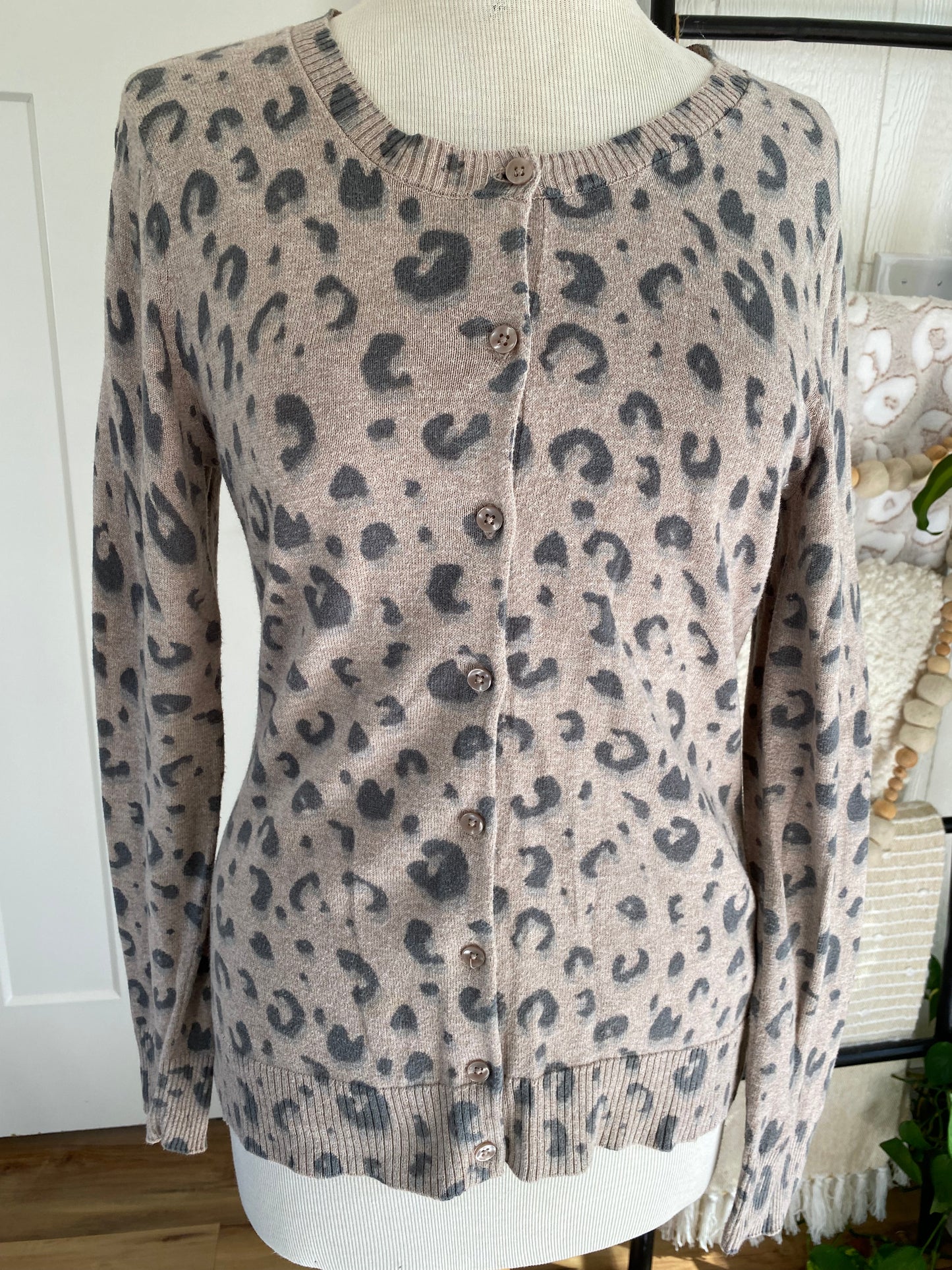 GAP Tan Leopard Cardigan