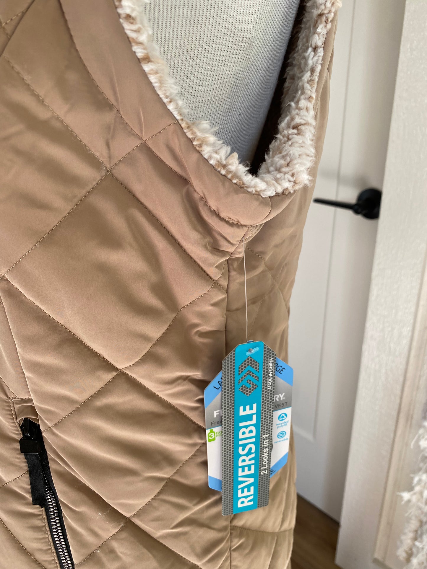 Free Country Beige Reversible Puffer Vest