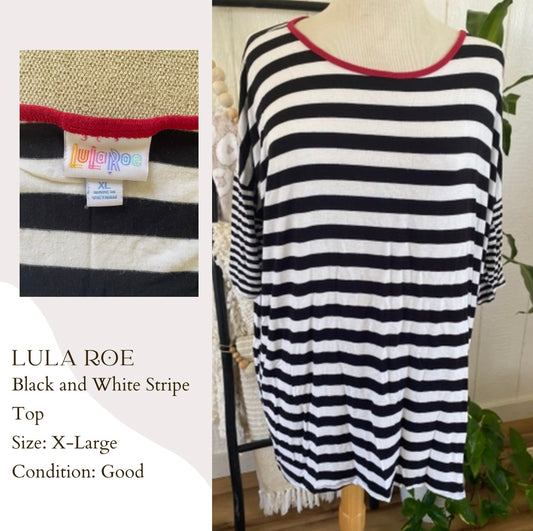 Lula Roe Black and White Stripe Top