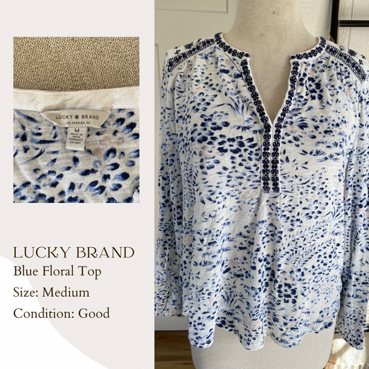 Lucky Brand Blue Floral Top