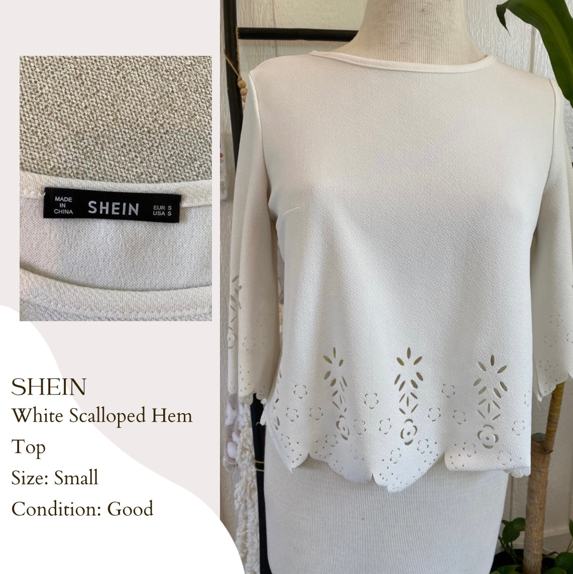 Shein White Scalloped Hem