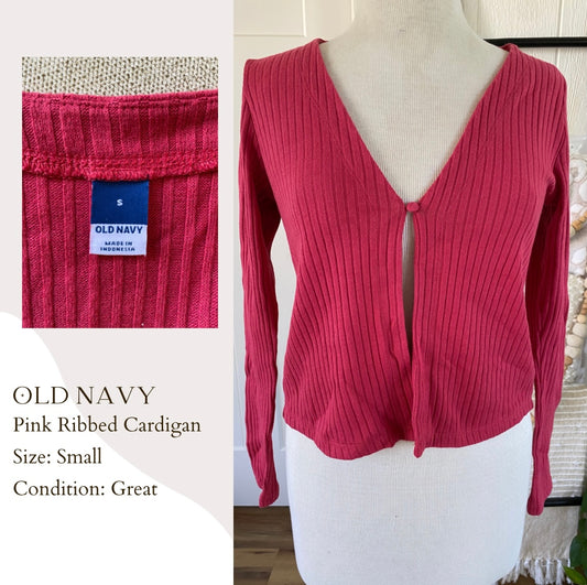 Old Navy Pink Ribbed Cardigan