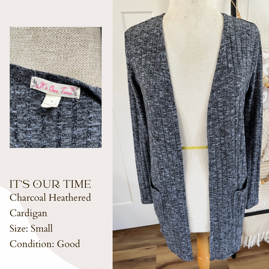 It’s Our Time Charcoal Heathered Cardigan