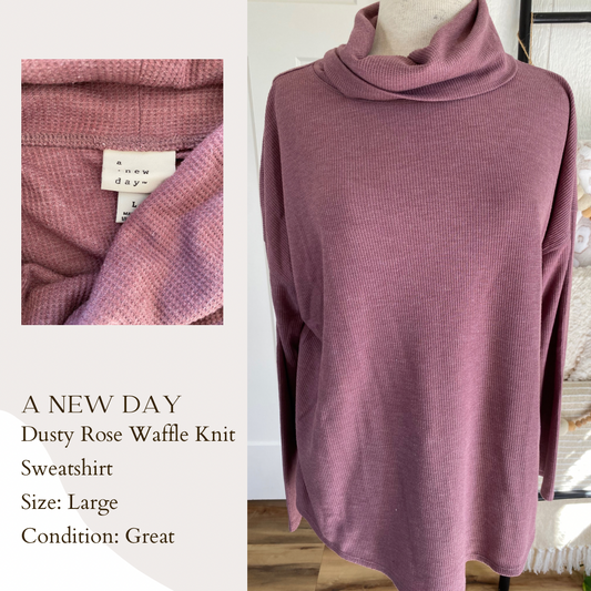 A New Day Dusty Rose Waffle Knit Sweatshirt