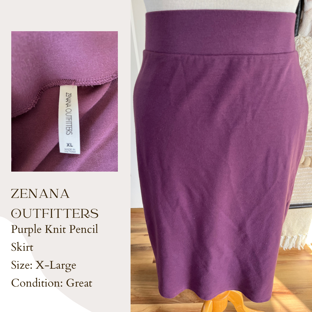 Zenana Outfitters Purple Knit Pencil Skirt