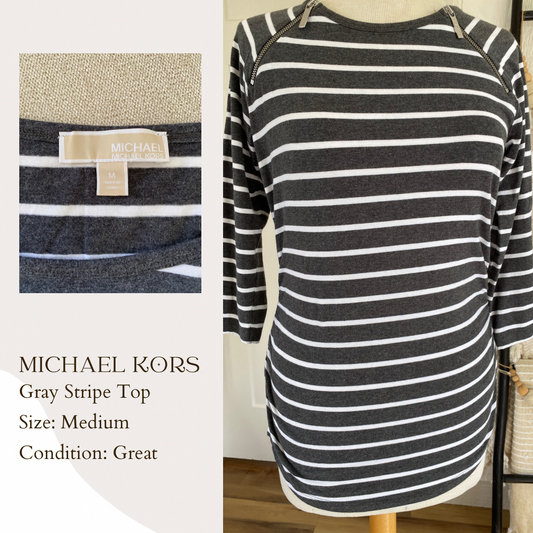 Michael Kors Gray Stripe Top