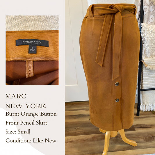 Marc New York Burnt Orange Button Front Pencil Skirt