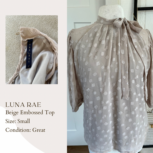 Luna Rae Beige Embossed Top