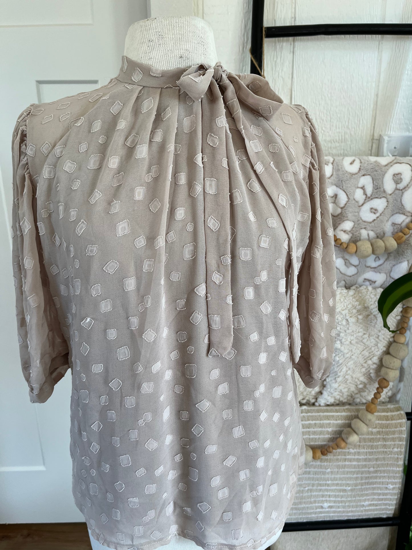 Luna Rae Beige Embossed Top