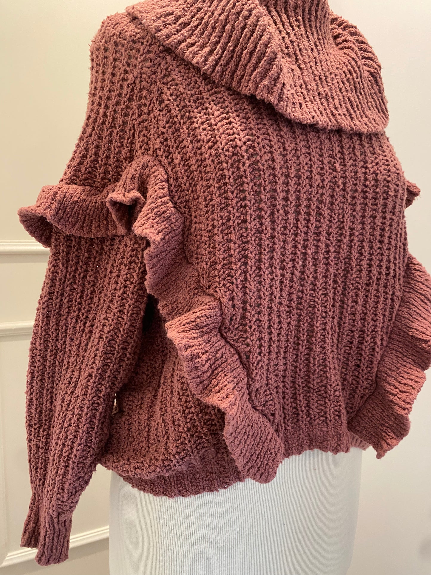 No Brand Dusty Rose Ruffle Sweater