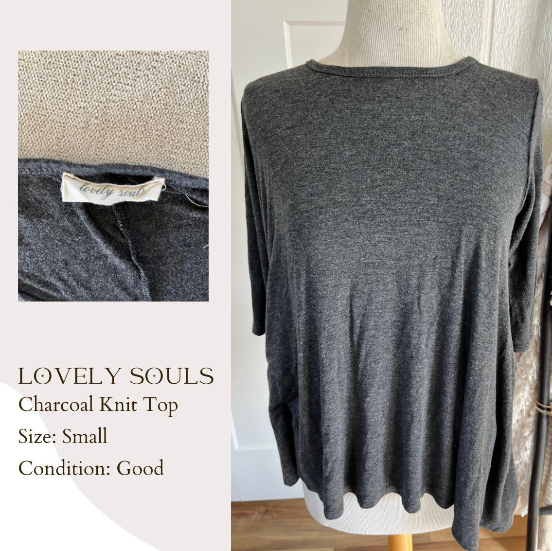 Lovely Souls Charcoal Knit Top