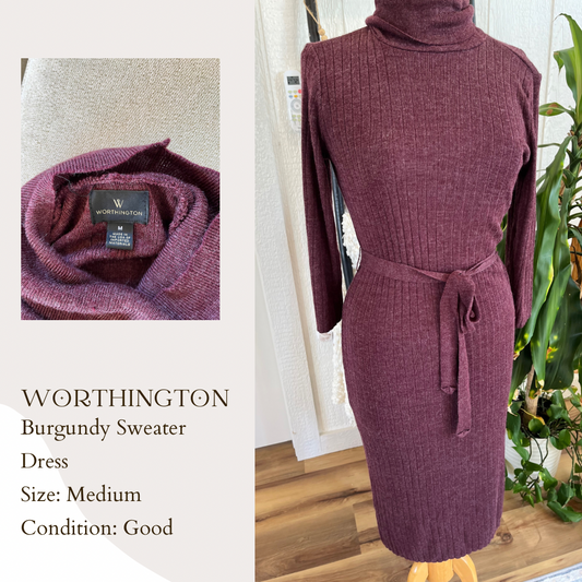 Worthington Burgundy Sweater Dress