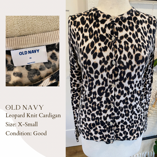 Old Navy Leopard Knit Cardigan