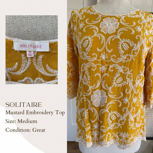 Solitaire Mustard Embroidery Top