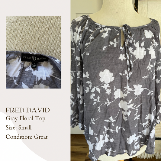 Fred David Gray Floral Top