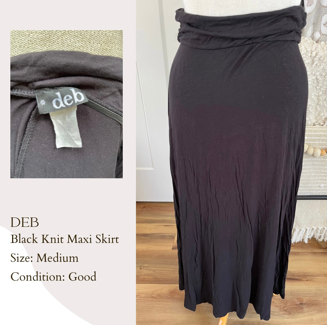 Deb Black Knit Maxi Skirt