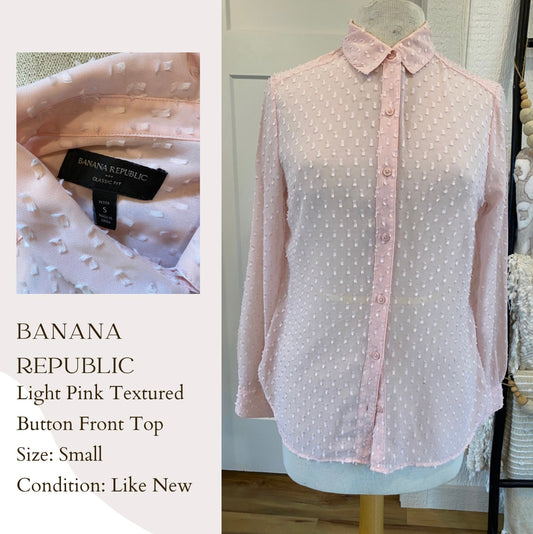 Banana Republic Light Pink Textured Button Front Top