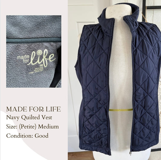 Made For Life Navy Quilted Vest