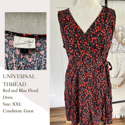 Universal Thread Red and Blue Floral Dress