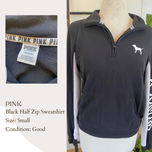 Pink Black Half Zip Sweatshirt