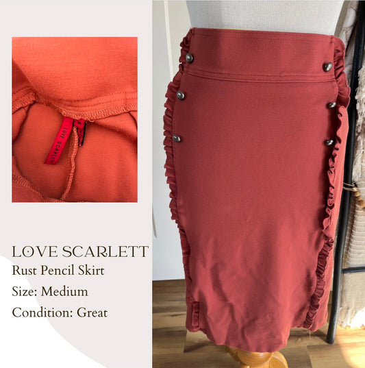 Love Scarlett Rust Pencil Skirt