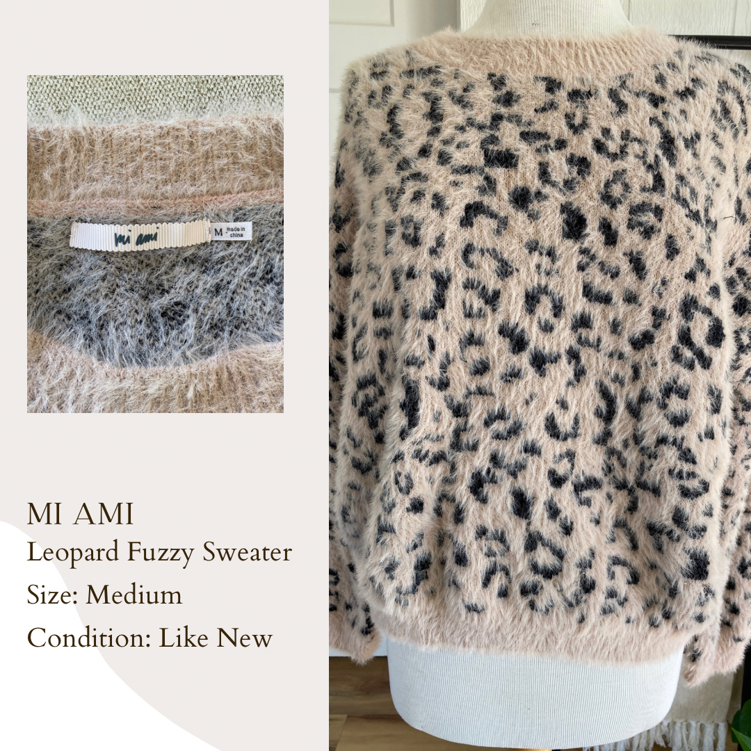 Mi Ami Leopard Fuzzy Sweater