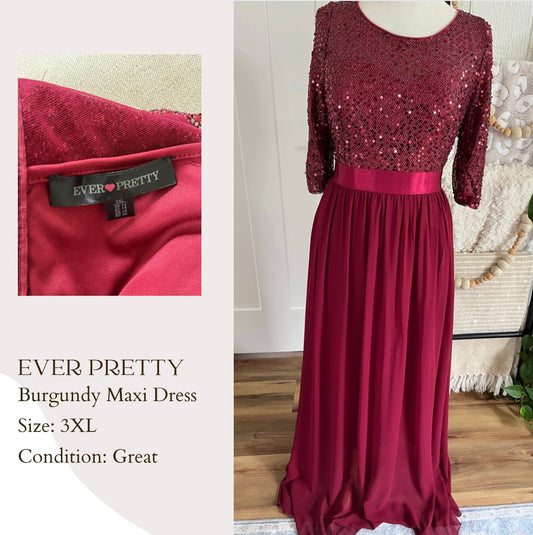 Ever Pretty Burgundy Maxi Dress