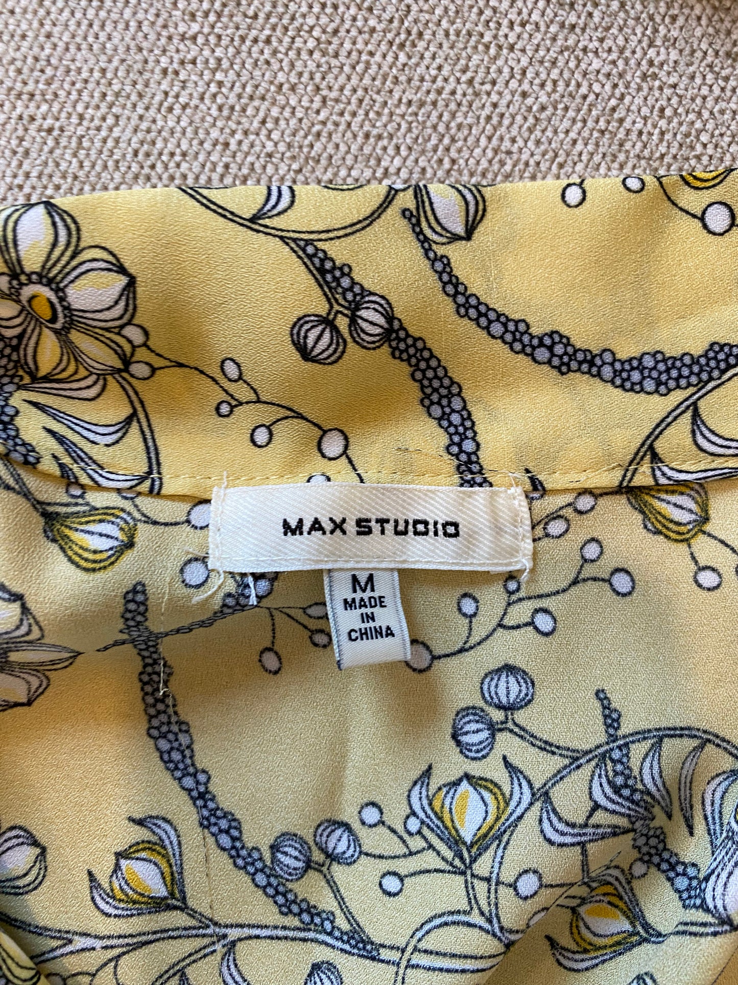 Max Studio Yellow Floral Midi Dress