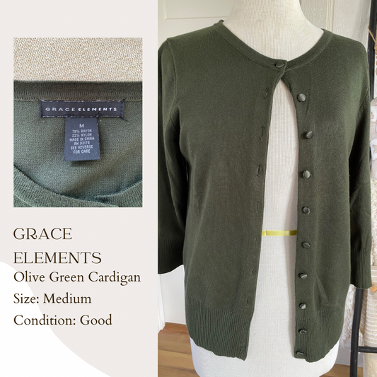 Grace Elements Olive Green Cardigan