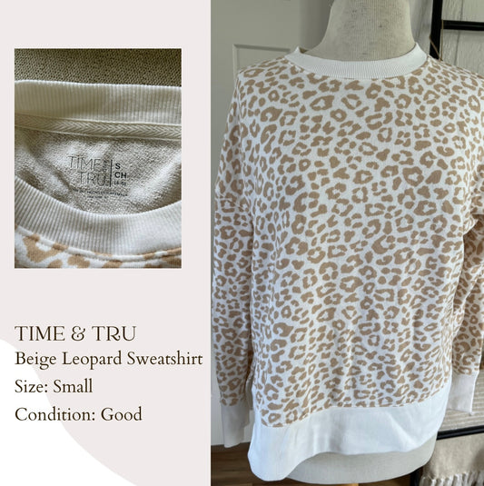 Time & Tru Beige Leopard Sweatshirt