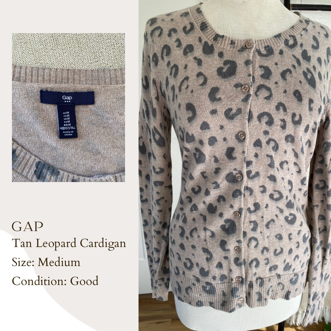 GAP Tan Leopard Cardigan