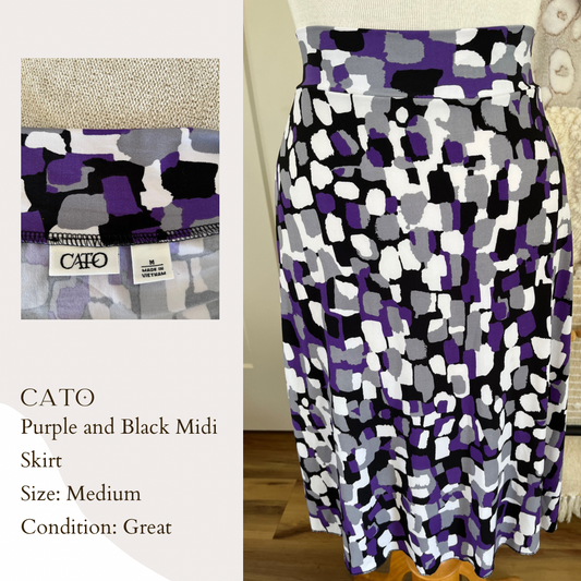 Cato Purple and Black Midi Skirt