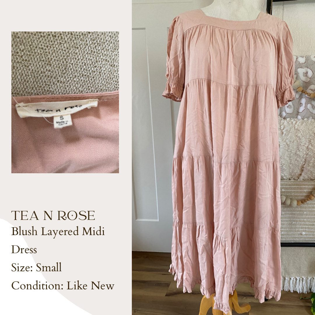 Tea N Rose Blush Layered Midi Dress