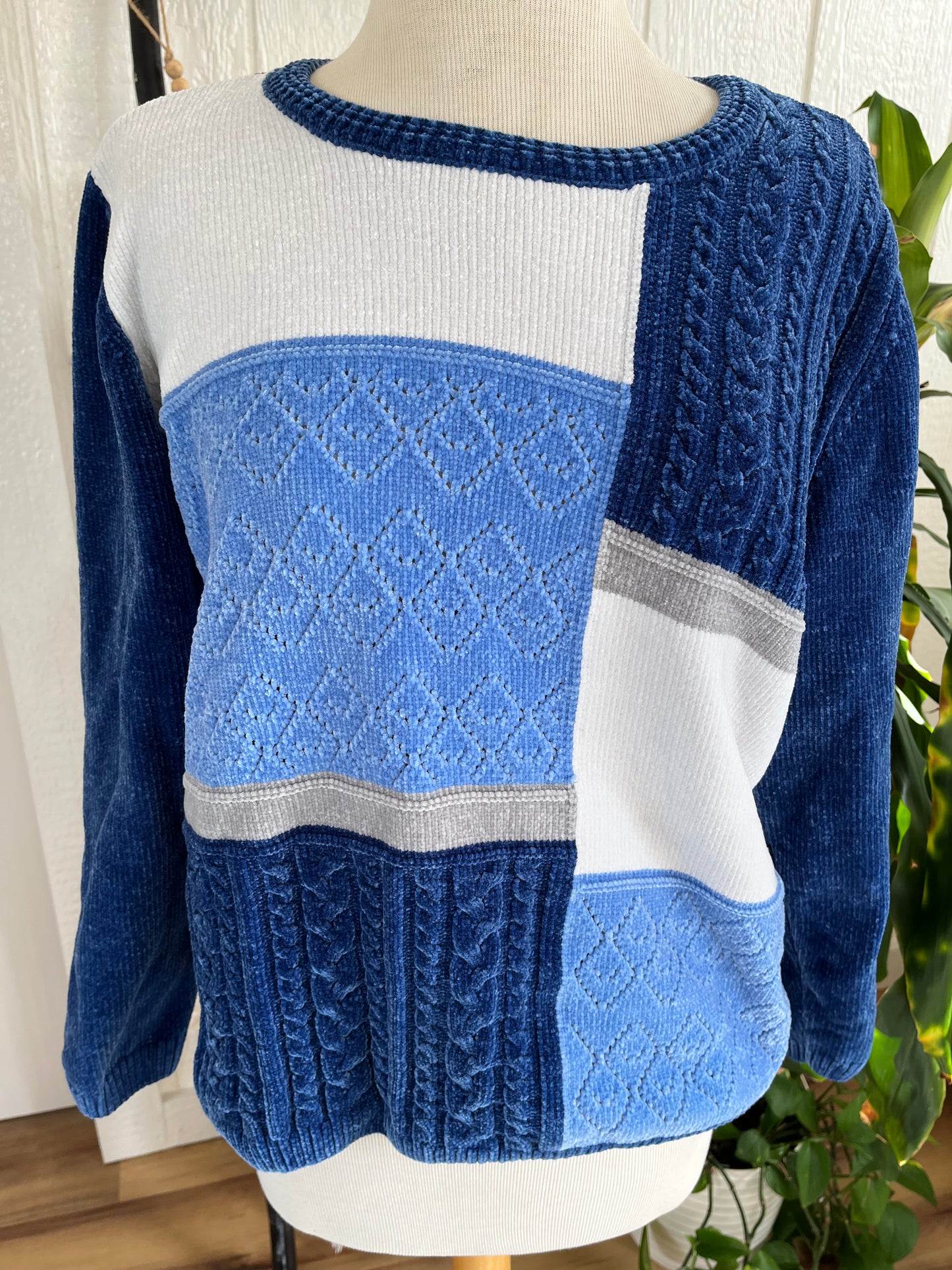 Alfred Dunner Blue Quilted Sweater