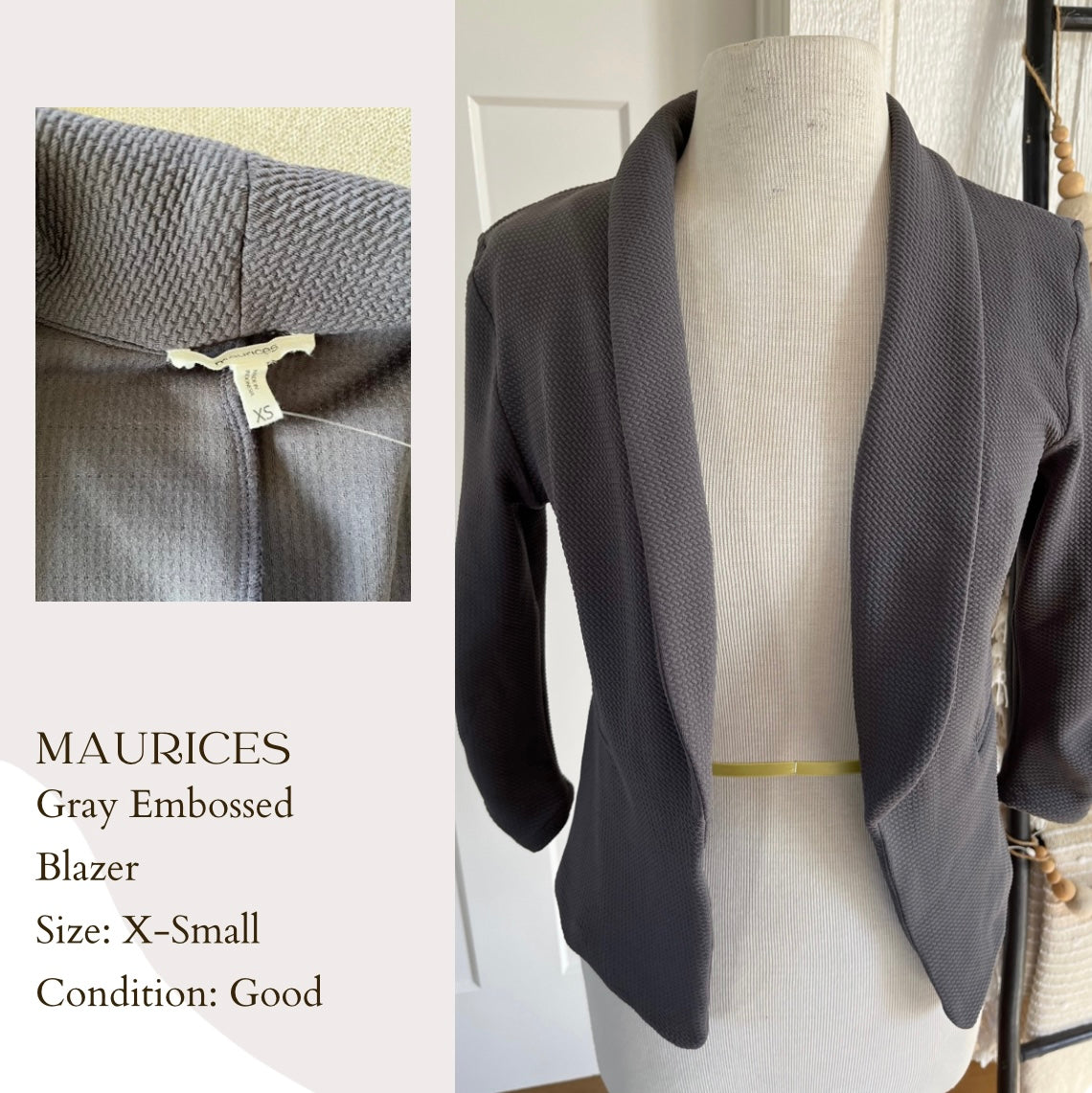 Maurices Gray Embossed Blazer