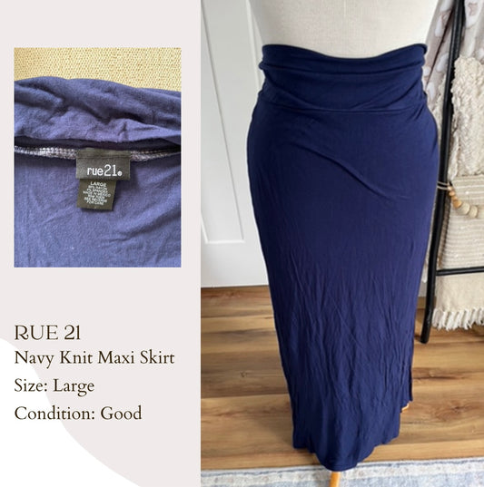 Rue 21 Navy Knit Maxi Skirt