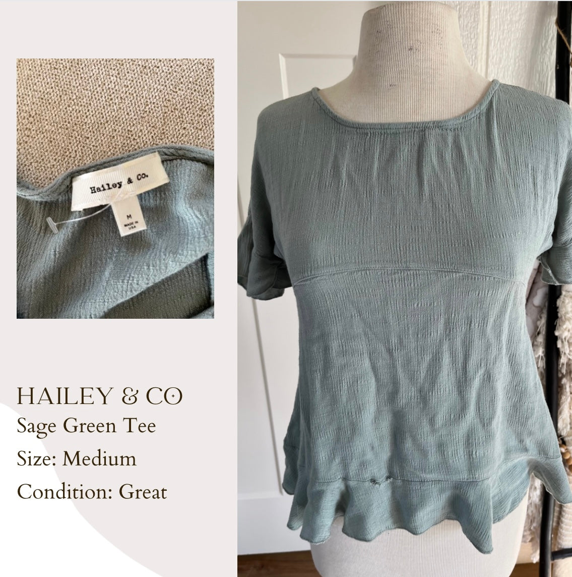 Hailey & Co Sage Green Tee