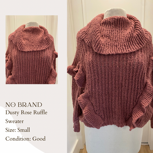 No Brand Dusty Rose Ruffle Sweater