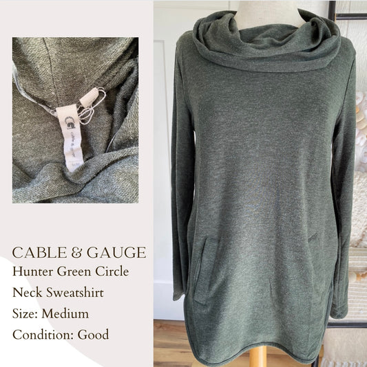 Cable & Gauge Hunter Green Circle Neck Sweatshirt