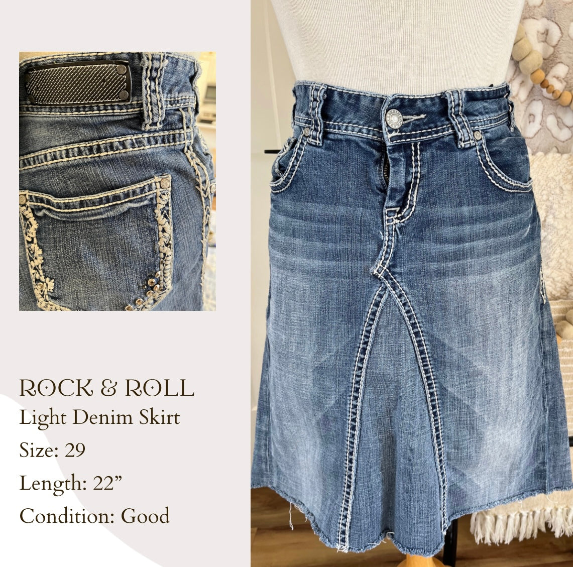 Rock & Roll Light Denim Skirt