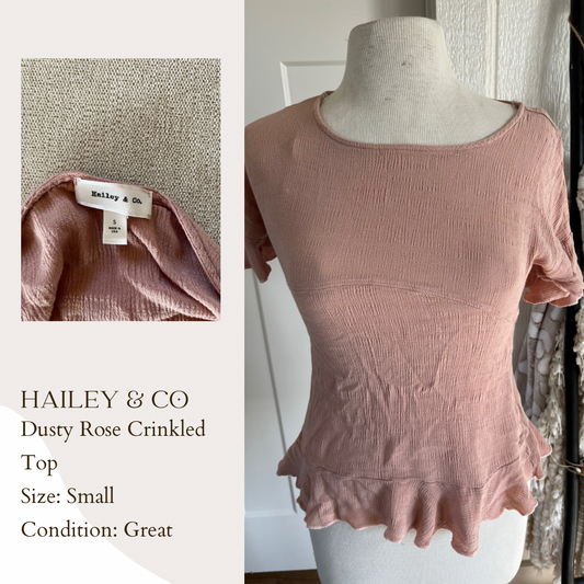 Hailey & Co Dusty Rose Crinkled Top