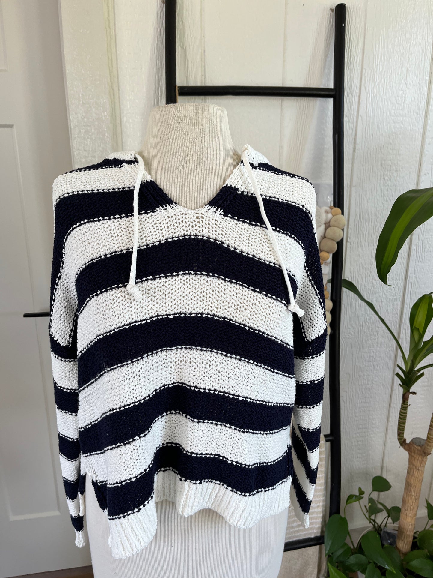 Cupcake Navy and White Stripe Chunky Knit Sweater