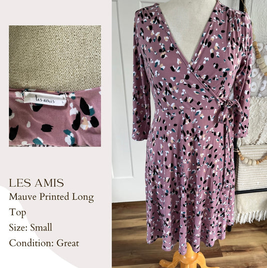 Les Amis Mauve Printed Long Top